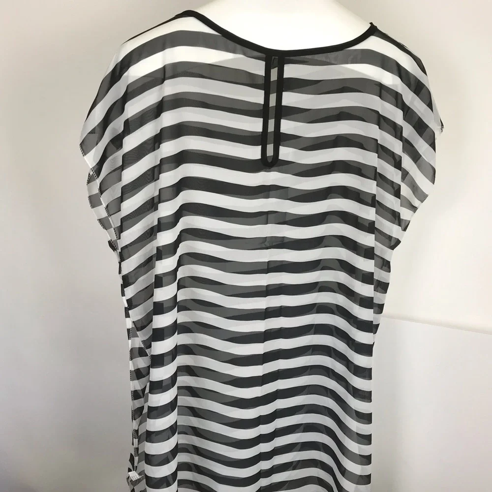 Marbella & Ashford Black &‎ White Striped Cover Up